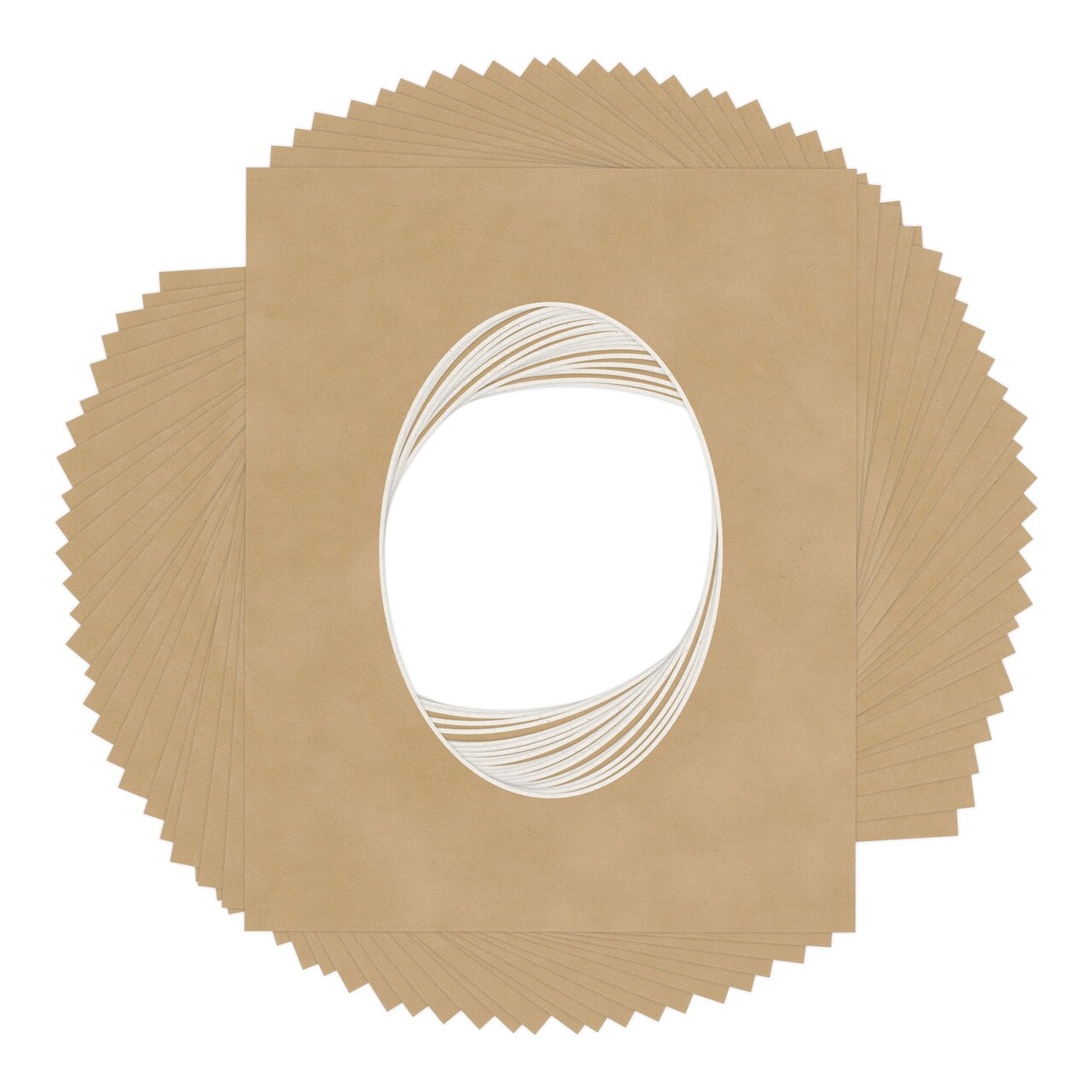 Beige Suede Mat Board for 8x10 Frames - Oval Opening for 5x7 Photos